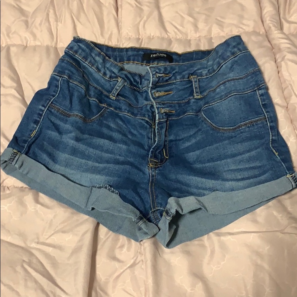 High waisted denim shorts